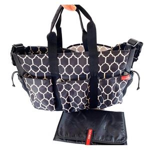 Skip Hop Large Black Canvas Diaper Tote Bag New